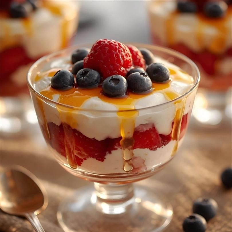 Gambar Parfait Keju Cottage, Madu, dan Berry