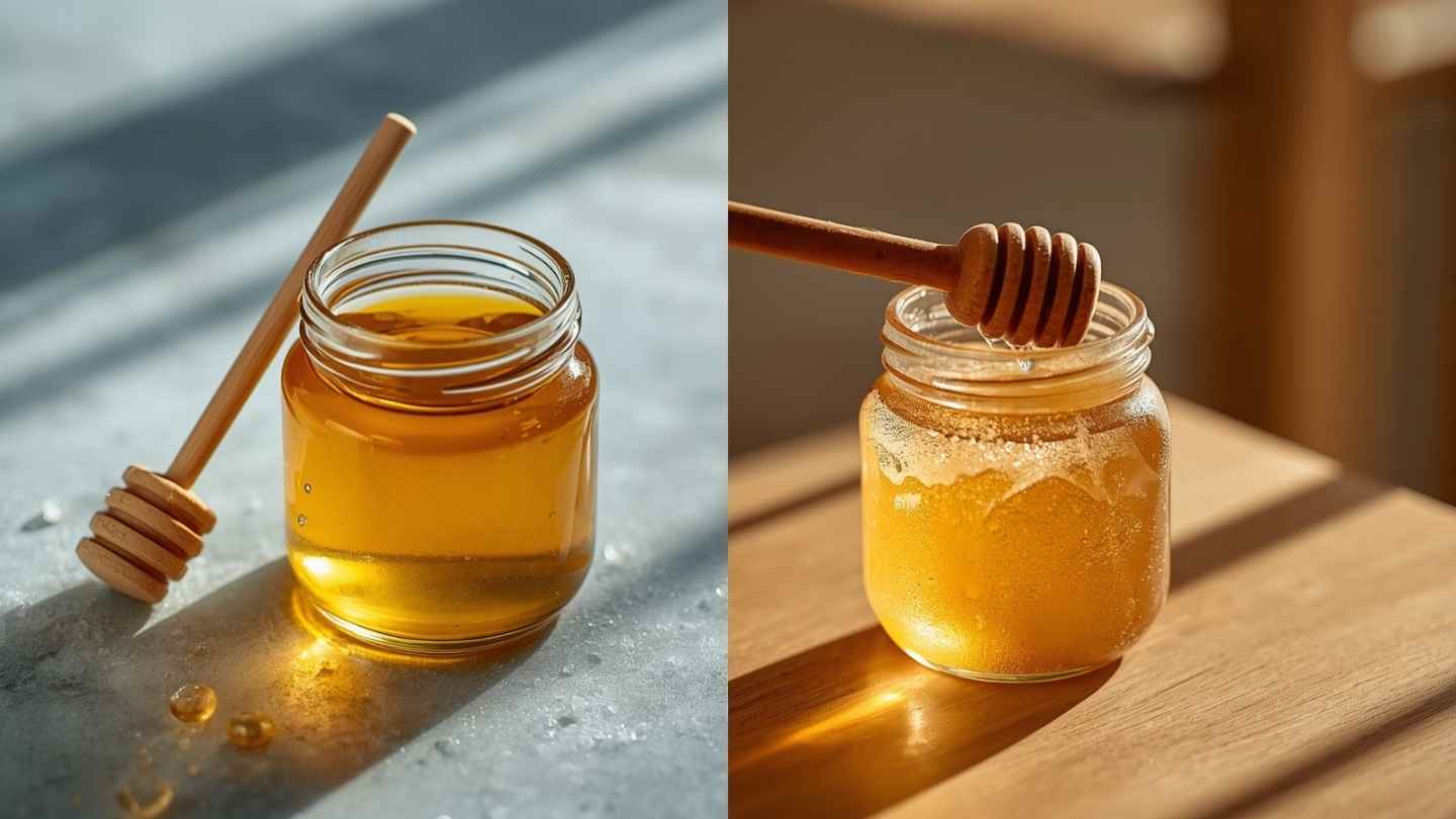 Toples madu asli dengan kontras suhu dingin dan hangat