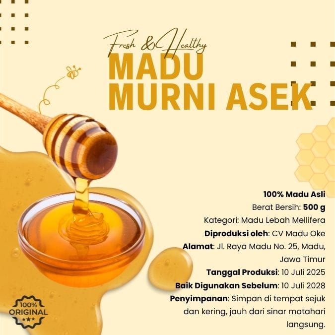 contoh gambar label produk madu asli murni