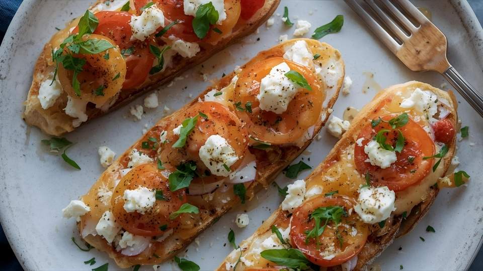 gambar Bruschetta Madu dengan Tomat dan Keju Feta