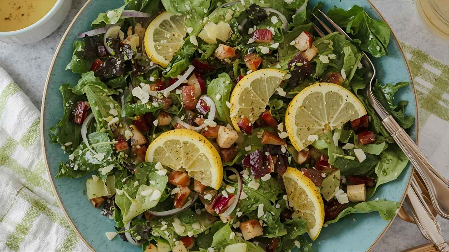 gambar Salad Daun Hijau dengan Dressing Madu Lemon