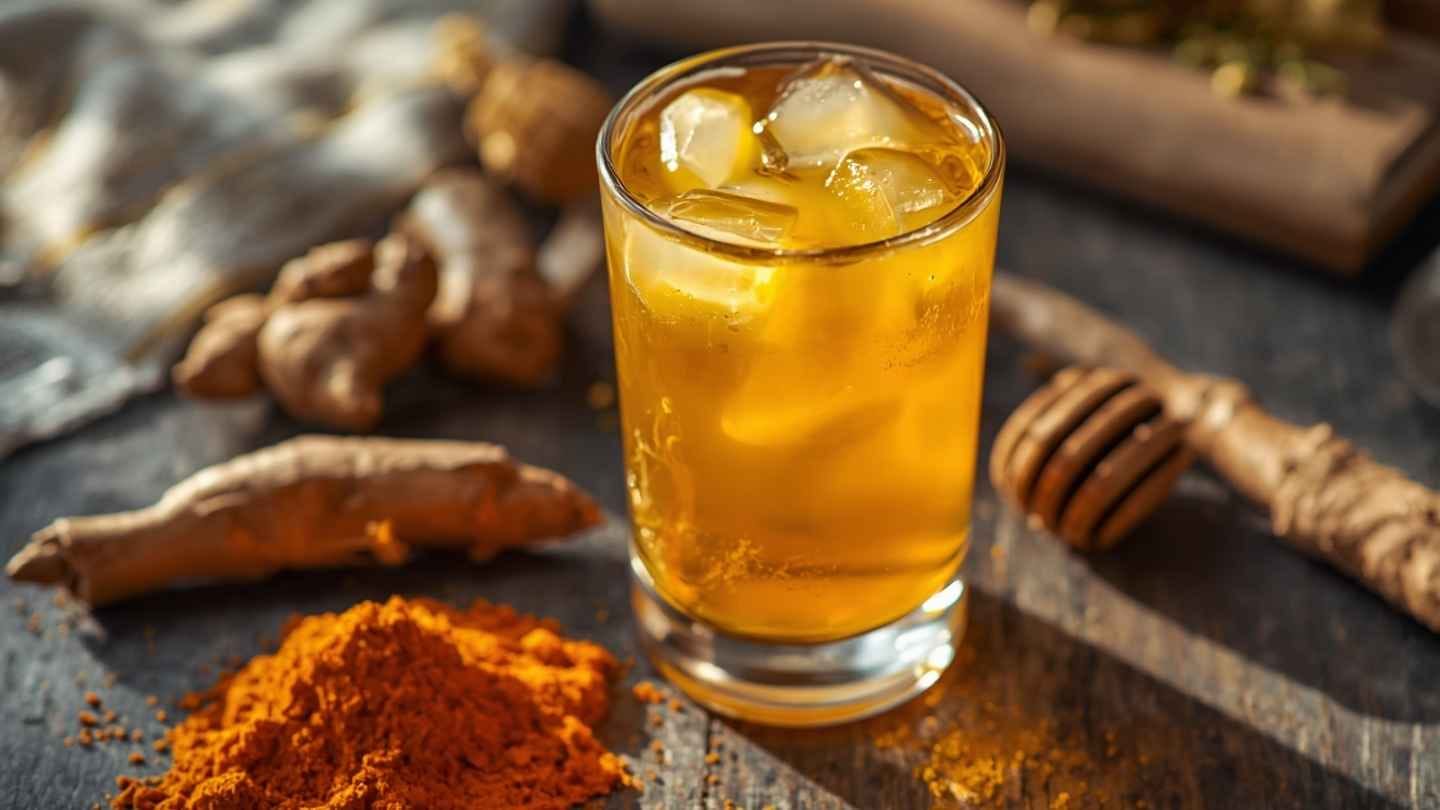 gambar Temulawak Campur Kunyit dan Madu didalam gelas