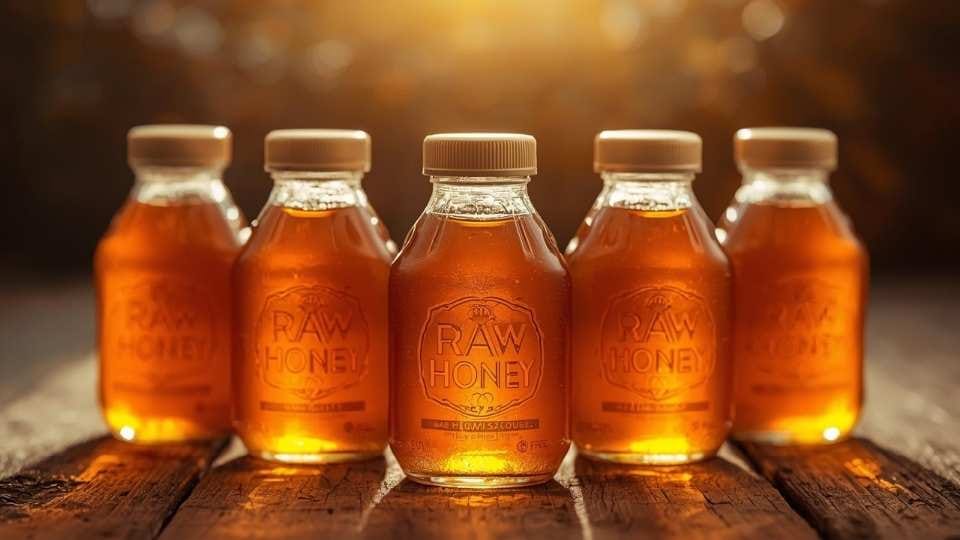 gambar raw honey dalam botol