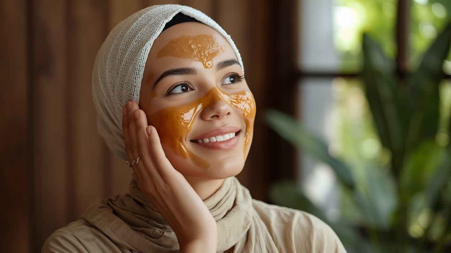 gambar seorang wanita memakai madu untuk kecantikan