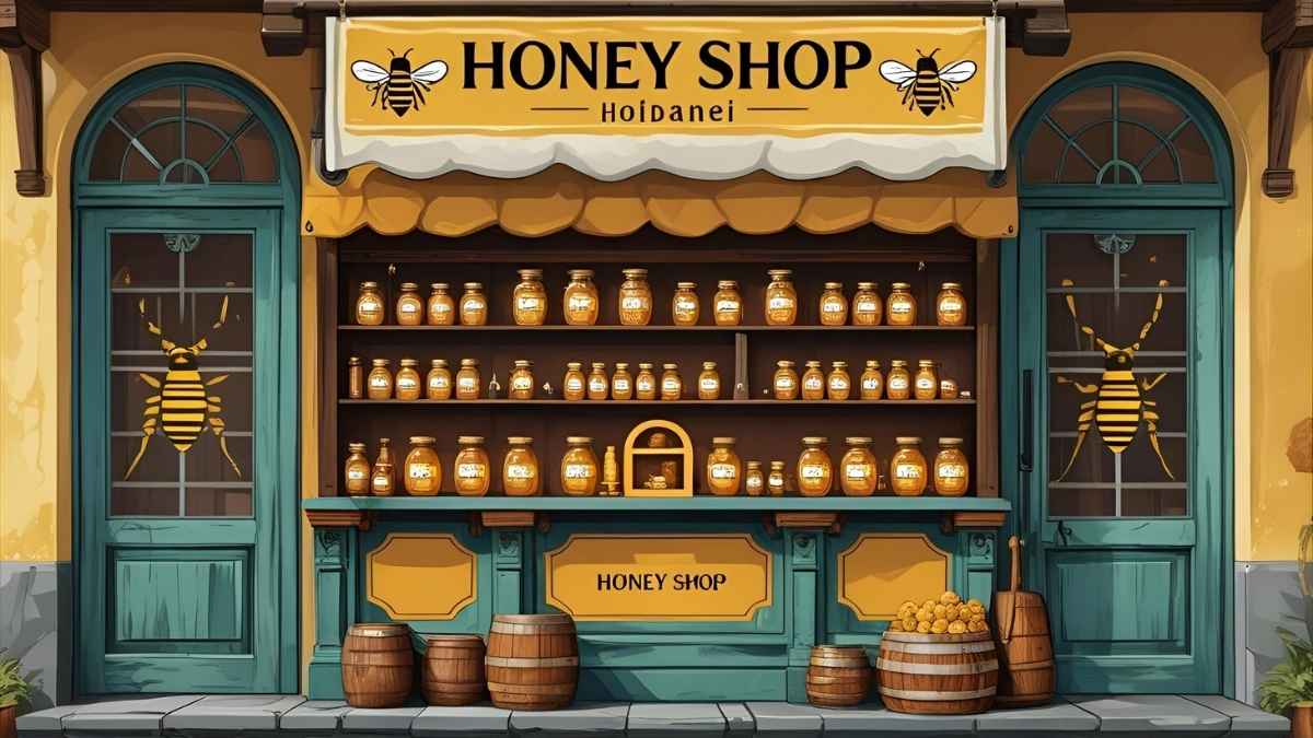 gambar usaha toko madu yang terdapat banner