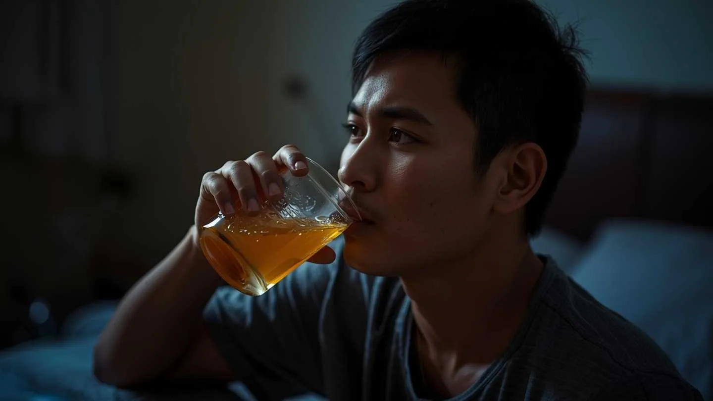 ilustrasi gambar anak muda Minum Cuka Apel dan Madu Sebelum Tidur