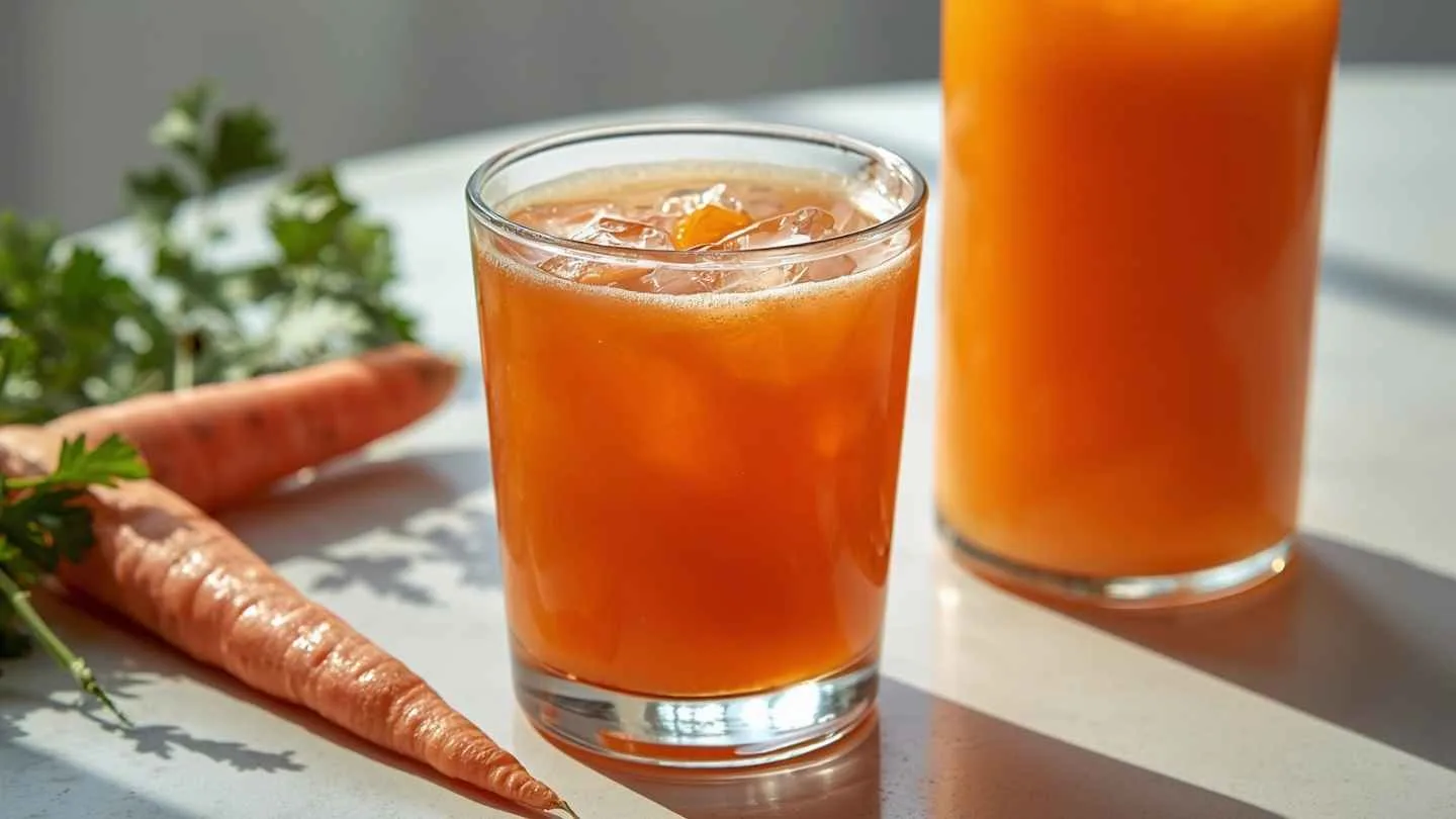 ilustrasi gambar jus wortel campur madu didalam gelas