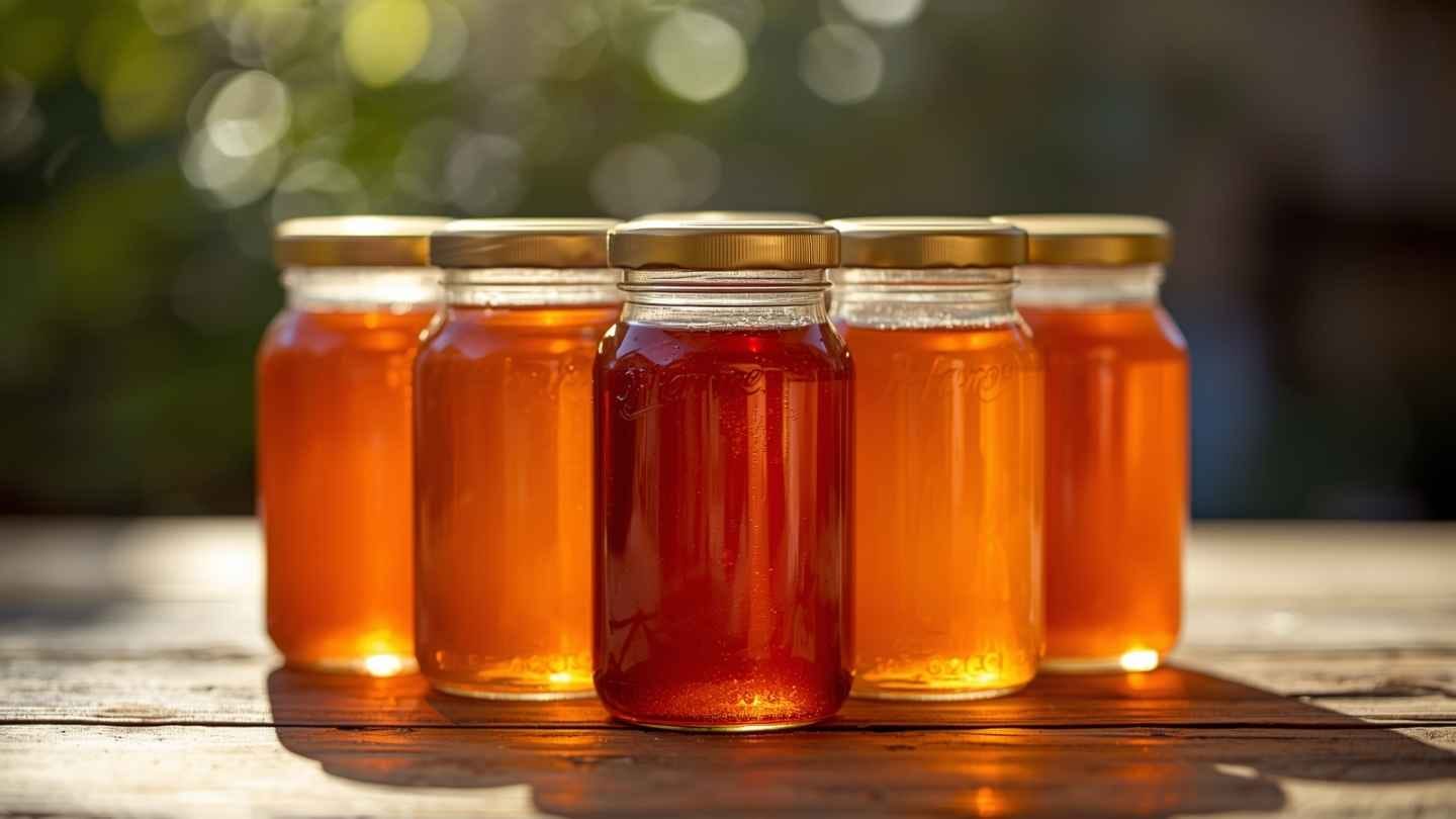 ilustrasi gambar madu campur cuka apel dalam botol