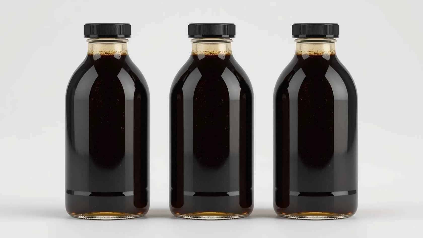 ilustrasi gambar madu hitam pahit dalam 3 botol