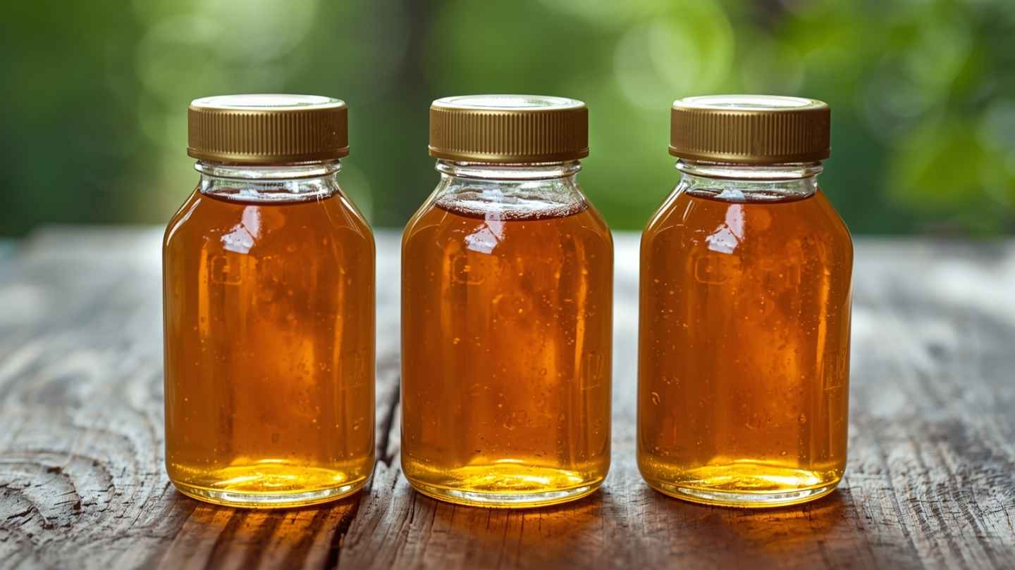 ilustrasi gambar madu hutan apis dorsata dalam botol