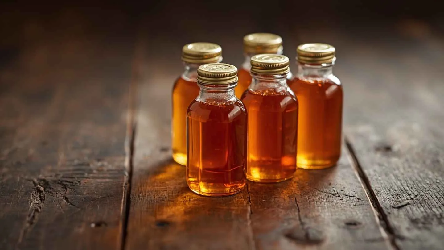 ilustrasi gambar madu kele berwarna coklat cerah dalam botol