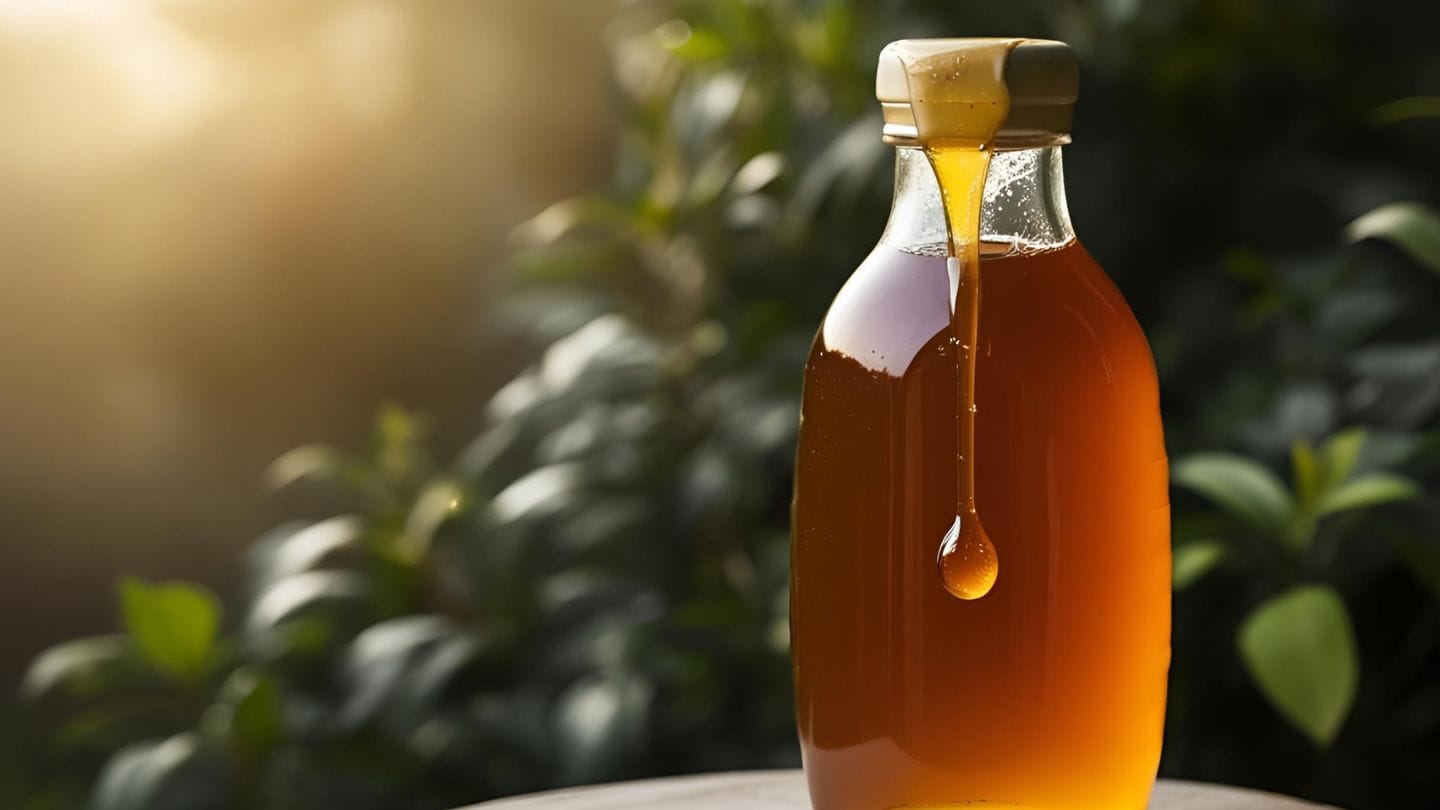 ilustrasi gambar madu odeng hutan dalam botol