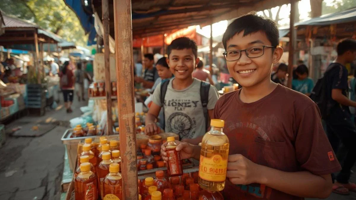 ilustrasi gambar pemuda sedang bisnis madu