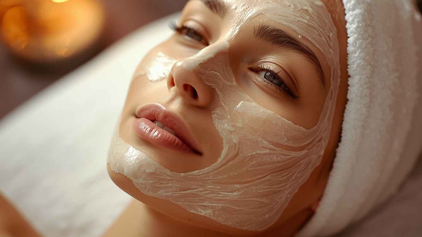 ilustrasi gambar seorang wanita memakai Masker Putih Telur campur Madu