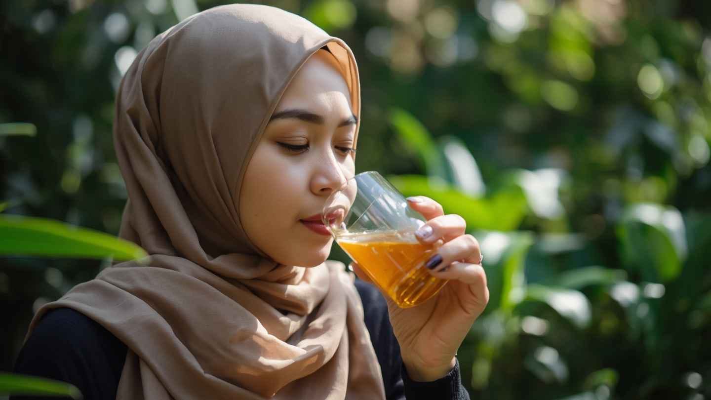 ilustrasi gambar seorang wanita sedang konsumsi madu untuk menambah berat badan