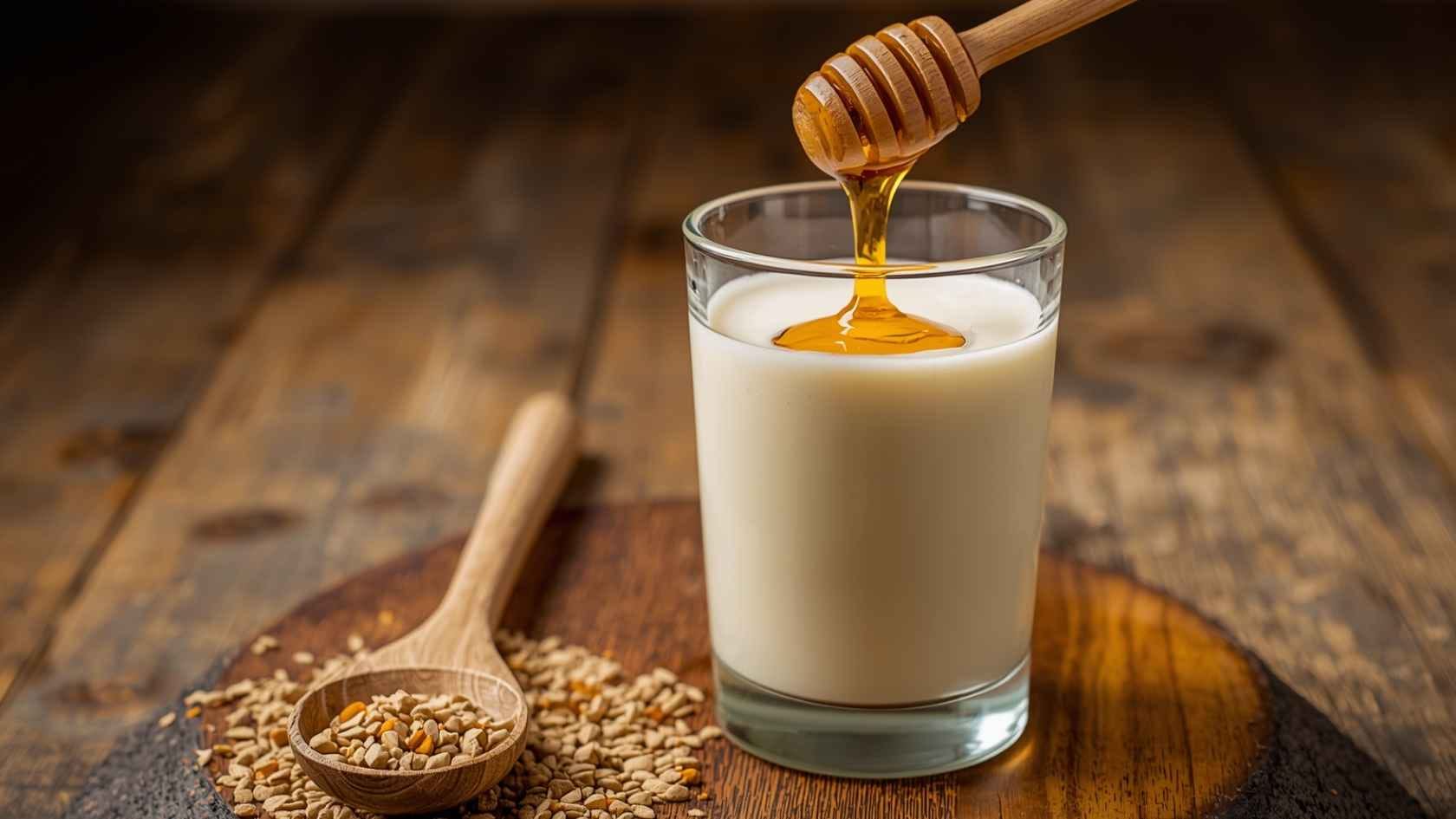 ilustrasi gambar susu bear brand campur madu dalam gelas